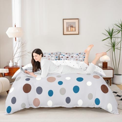 Castle Fairy Polka Dots Kids Duvet Cover Set King Size,Circle Dot