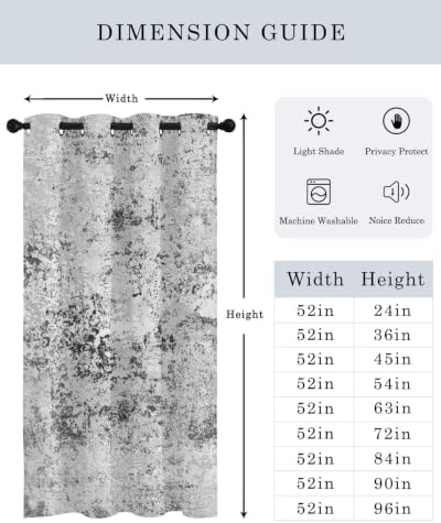 Abstract Gray Curtains 63 inches Long for Living Room Bedroom