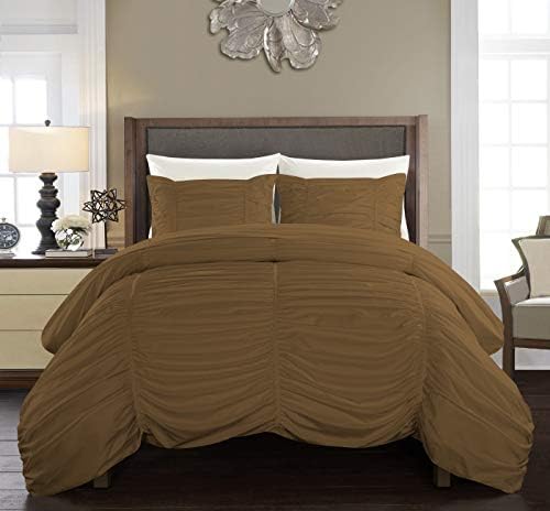 Epic Cotton Ruched Pattern Duvet Cover with Zipper & Corner Ties 100%
