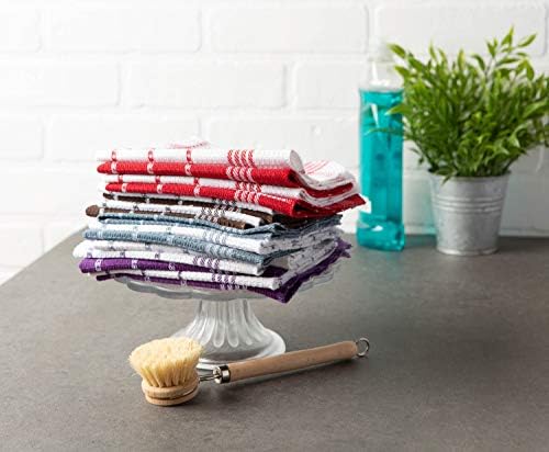 DII Waffle Weave Kitchen Collection, 100% Cotton, Dishcloth Set, Gray