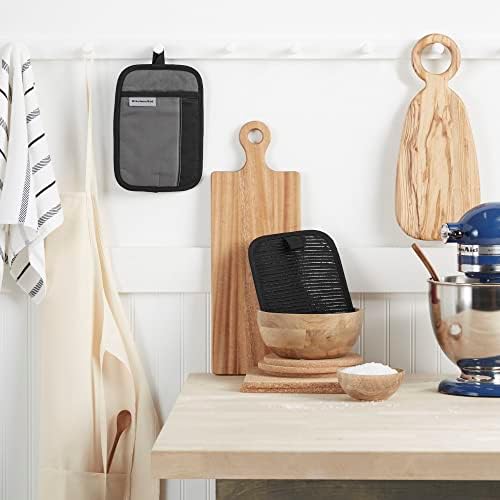 KITCHENAID Beacon Two-Tone Pot Holder 2-Pack Set, Contour Silver/Matte