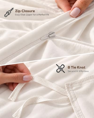 Duvet Cover Queen, 3 Piece Cotton Like Polyester With Zipper Closure