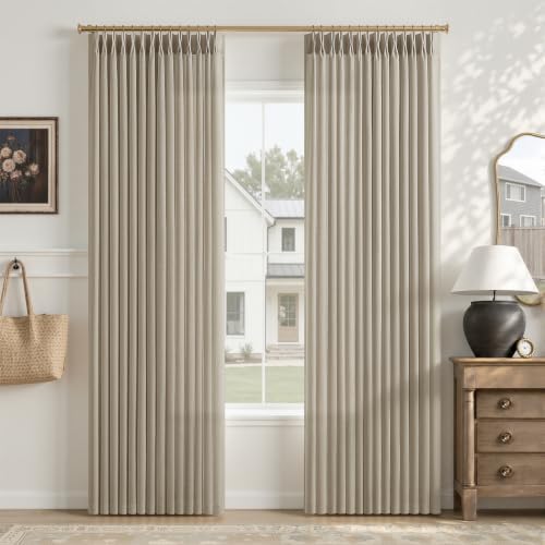 Pinch Pleated 84 Inches Long Linen Curtains for Living Room or