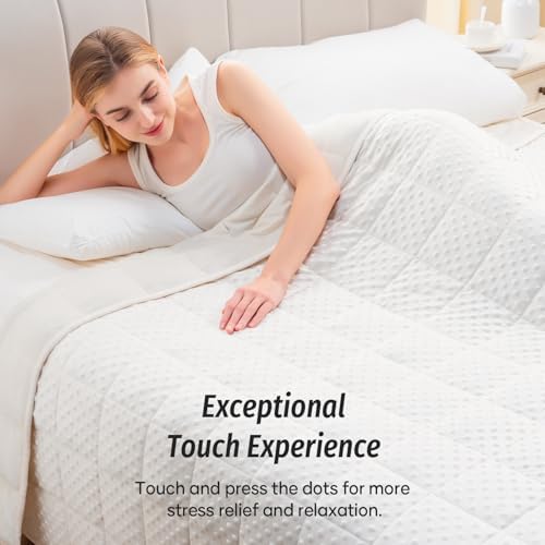 Wemore Weighted Blanket for Adults 15 lbs Queen Size 60"x80" White