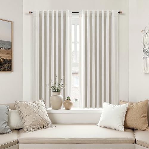 Nanspring 100% Blackout Linen Curtains for Bedroom 50x63 Inches