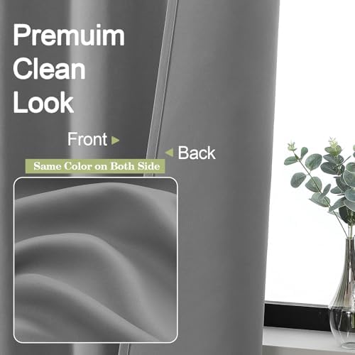 OWENIE Sally Light Grey Blackout Curtains for Bedroom 63 Inch Length 2