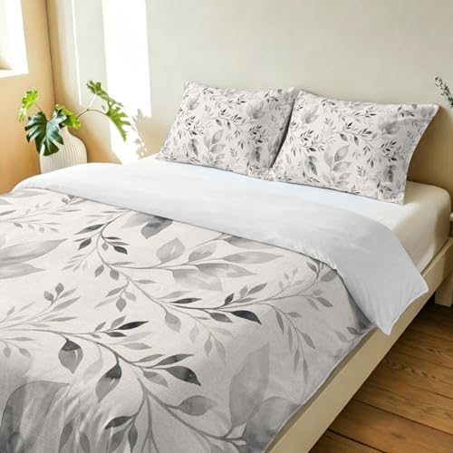3 Pieces Bedding Set King Size, Vintage Botanical Soft Duvet Covers