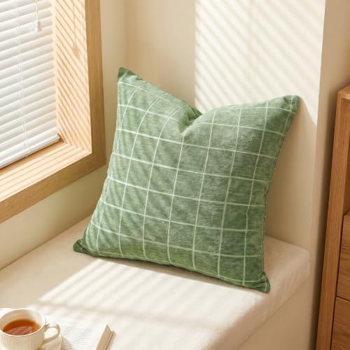 Neelvin Set of 2 Chenille Throw Pillow Covers 18x18inch Modern Large
