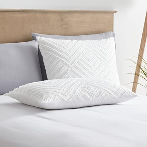 Nestl Boho Twin Duvet Cover Set - White 2 Piece Textured Bedding With