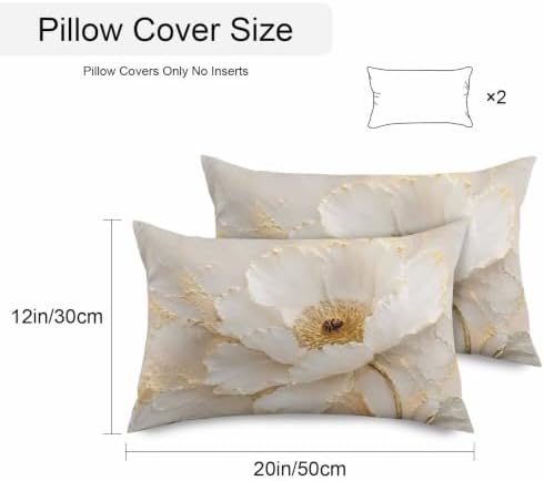 Cream Gold Flowers Outdoor Pillow Covers 20x12 Inch Lumbar Pillow
