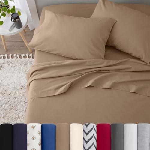 Martex 225 Thread Count 3 Piece Twin Bed Sheets, Beige