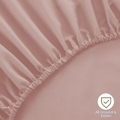 ROSE&RISY Mauve Queen Fitted Sheet, Soft and Breathable for Cozy