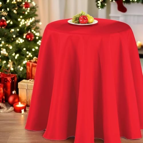 Collections Etc 70 Inch Round Solid Colored Tablecloth, 100% Durable