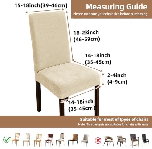 Dining Chair Covers for Dining Room Set of 4, Soft Thick Chenille