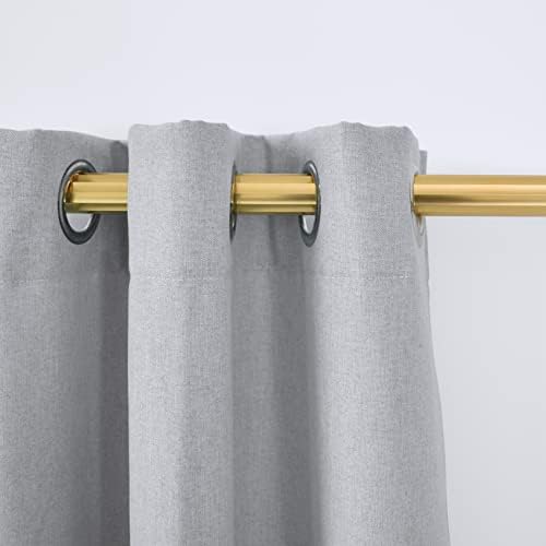 UPOPO Curtains Grey 63 inch Length Kitchen Semi Sheer Privacy Linen