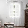ChadMade Tab Top Sheer Curtain 96 Inch Length Natural Linen Drape for