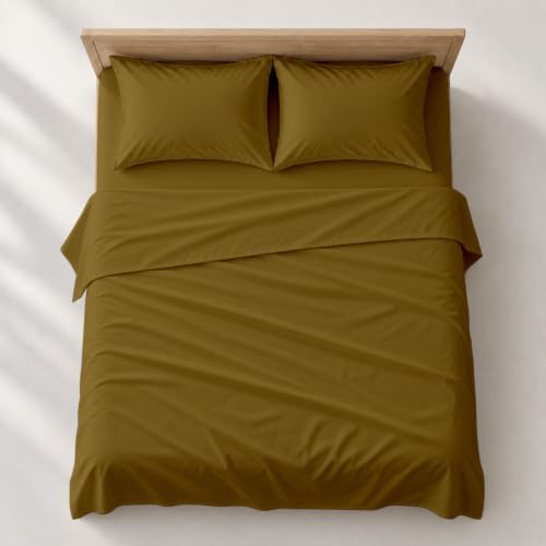 Queen 4 Piece Bed Sheet Set - 15" Deep Pocket, Soft Lightweight Taupe