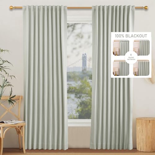 63 Inches Long Room Darkening Curtains 4 in 1 Header, 2 Panels