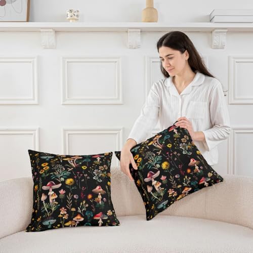 jejeloiu Cartoon Mushrooms Throw Pillow Covers Set of 2 Mushroom