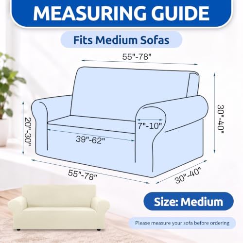 KEKUOU Stretch Loveseat Couch Cover, 2 Cushion Couch Slipcover,Beige