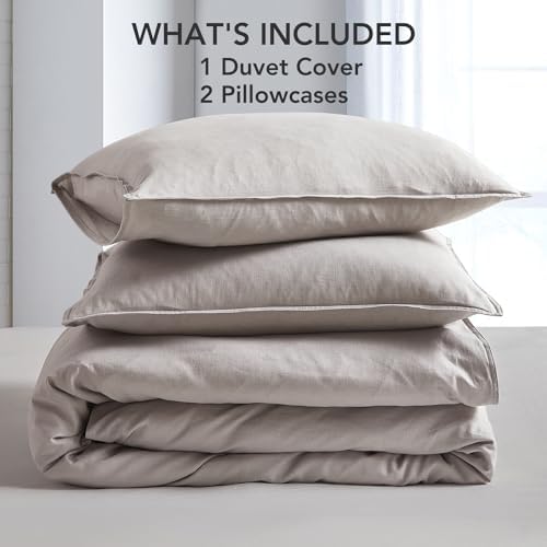 DAPU Linen Duvet Cover Set - French Linen Cotton Blend Natural Flax