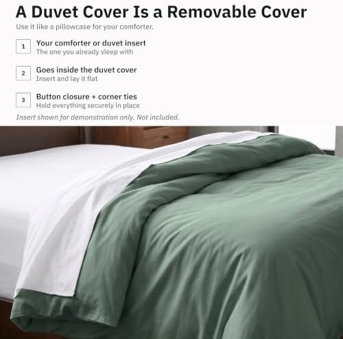 California Design Den Luxury King Size Duvet Cover, Sage Green