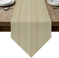 Table Runner 108 Inches Long, Rustic Beige Striped Table Runners for