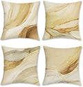 Bonhause Brown Gold Marble Texture Throw Pillow Covers 20x20 Inch Set
