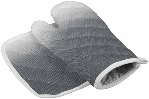 Quilted Cotton Terry Cloth Oven Mitt, Pot Holder Grey Ombre Summer