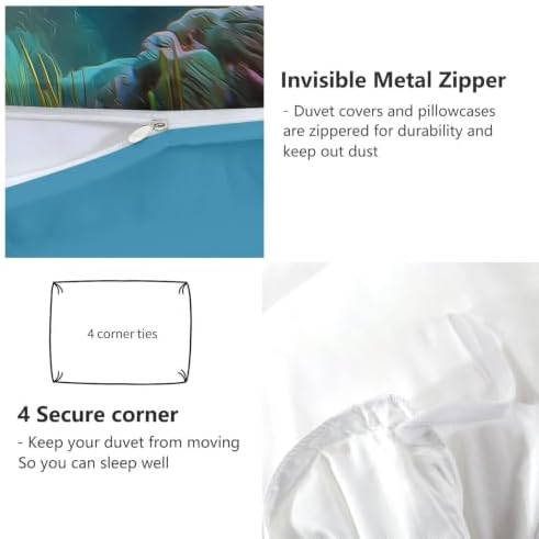 King Duvet Cover Set Soft Microfiber Animals Sea Turtles Sky Blue
