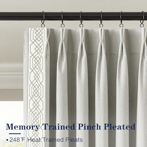 Pinch Pleated Curtains Blackout for Living Room, 100% Black Out