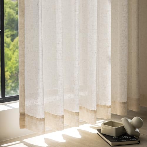 jinchan Linen Curtain Light Filtering Back Tab 100x120 Inch 1 Panel