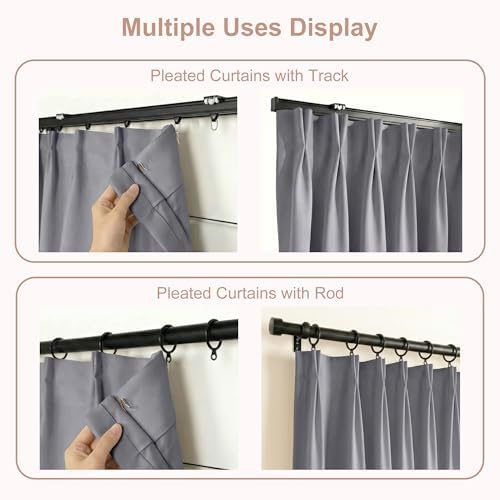 hoeflife 50 Inches Wide 100% Blackout Pinch Pleated Curtains Rings