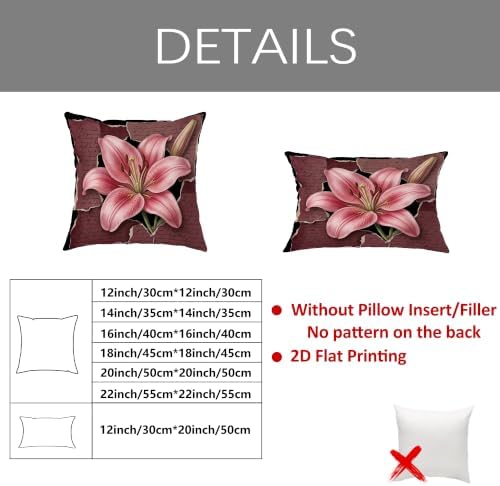 Vintage Botanical Lilies Floral Throw Pillow Covers 20x20 Set of 4