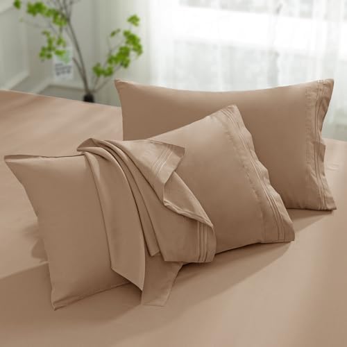 Aormenzy Microfiber Pillow Cases, King Size, Taupe, Set of 2