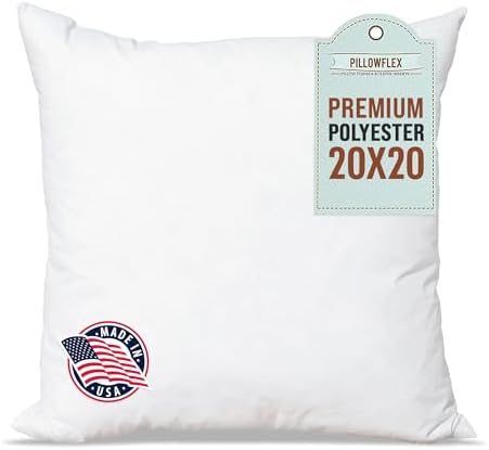 Pillowflex Premium Polyester Pillow Insert - 20x20 Soft Decorative
