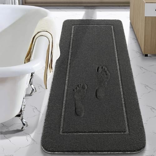 LOCHAS Luminous Non Slip Bathroom Rugs Runner 24 x 60 Inch, Dark Grey