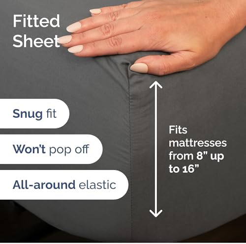 Charcoal 4-Piece Sheet Set & Pillowcase Bedding Bundle (King Size)