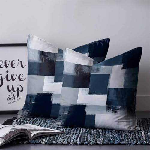 26x26 Pillow Covers Set of 2, Navy Blue White Throw Pillow Covers