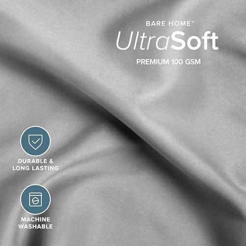 Bare Home Flat Top Sheet 1800 Ultra-Soft (King, Light Grey)