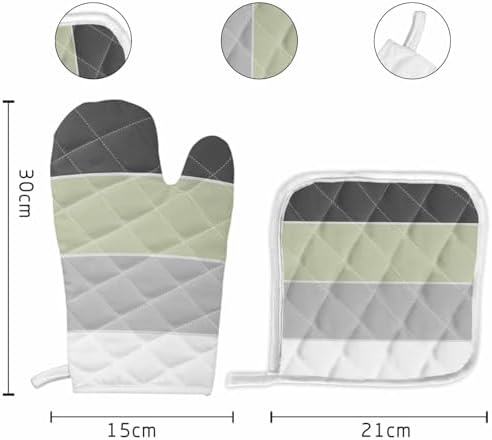 Quilted Cotton Terry Cloth Oven Mitt, Pot Holder Gray Gradient Spring