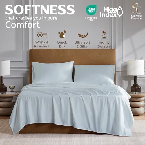 SUPREME ELEGANCE King Sheet Set, Soft Gray, Sateen Weave, 800 Thread