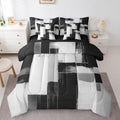 Feelyou Abstarct Comforter Set Twin Size 7 Pieces Black Gray Bedding