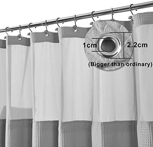 Barossa Design Cotton Waffle Weave Shower Curtain with Snap-in Liner