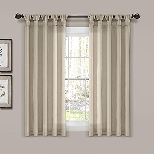 Lush Decor Burlap Knotted Tab-Top Window Curtain Panel Pair, 45"W x