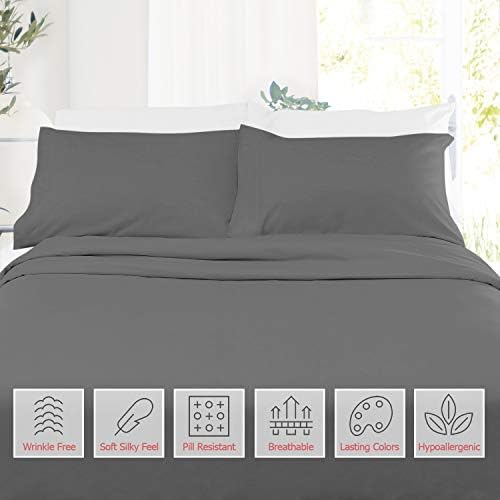 Twin XL Size Sheets – 3 Piece Twin XL Gray Bed Sheet Set - Hotel Bed