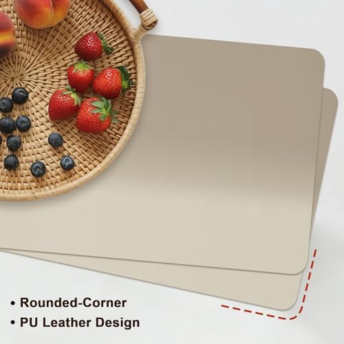 Placemats Set of 6 Modern Khaki Gradient Heat-Proof Water-Proof