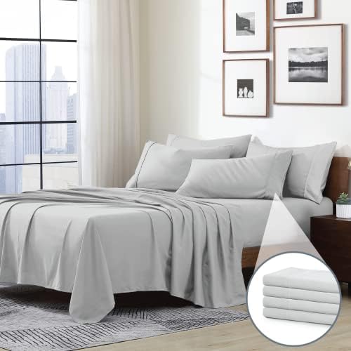 Swift Home Twin XL 4 Piece Sheet Set, Ultra-Soft, Light Gray