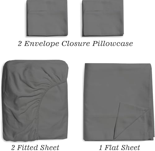 Split King 100% Egyptian Cotton Sheet Set Dark Grey