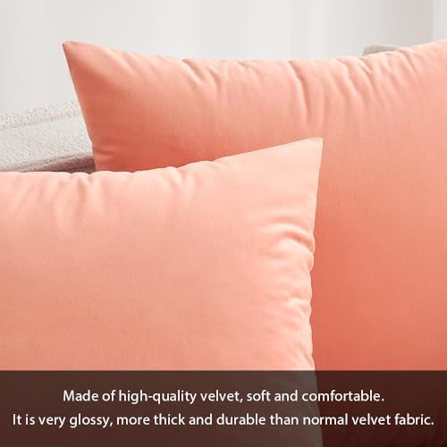 MIULEE Velvet Throw Pillow Covers 18x18 Inch Pack of 2 Coral Red
